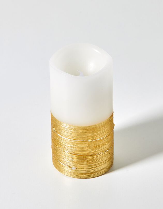 Bougie led cire avec guirlande lumineuse (blanc/doré)
