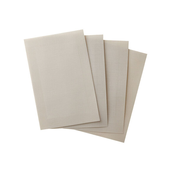 Lot de 4 sets de table - vinyle tress&eacute; (beige)