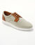 Derbies lacées bi-matière toile et cuir (beige)