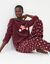 Pyjama pantalon polaire "&eacute;toiles", toucher peluche (bordeaux / corail)
