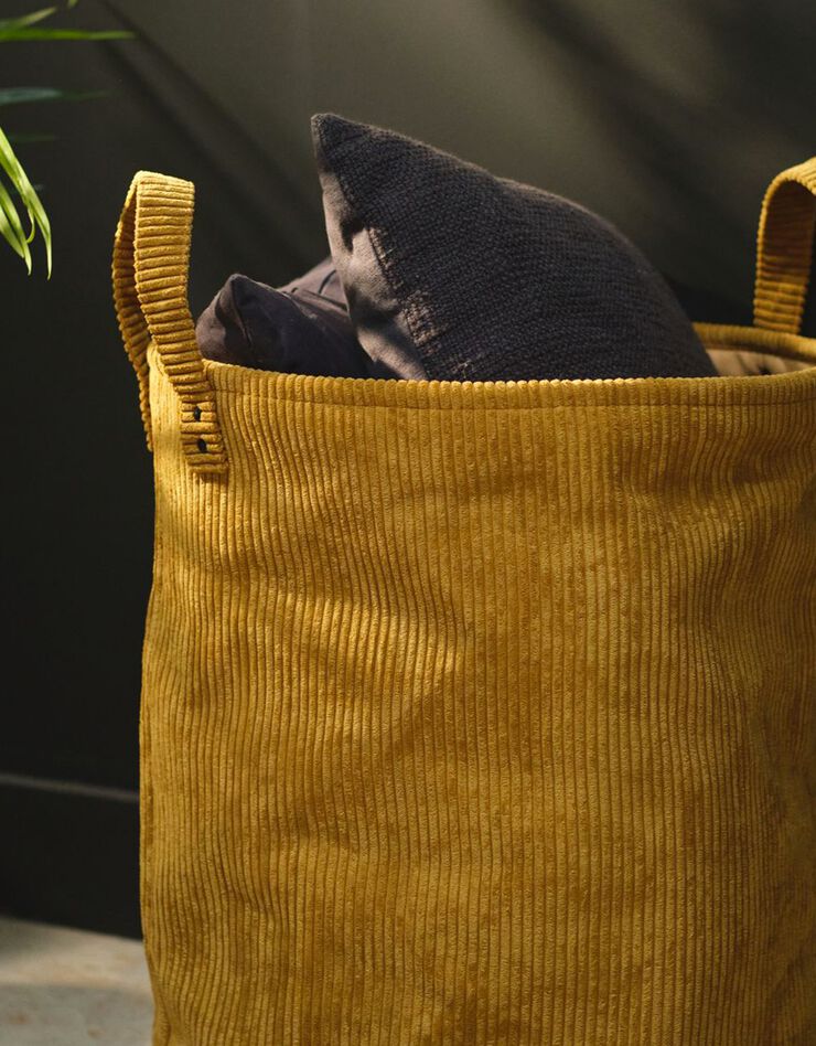 Panier rond velours déco rangement (curry)