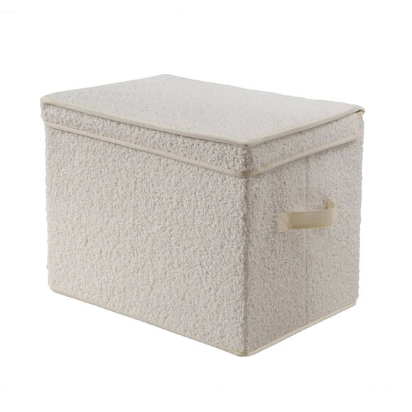 Bo&icirc;te de rangement maille bouclette (&eacute;cru)