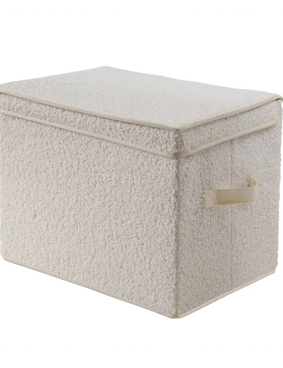 Bo&icirc;te de rangement maille bouclette (&eacute;cru)