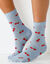 Chaussettes imprim&eacute;es - lot de 3 paires (blanc + bleu + gris)