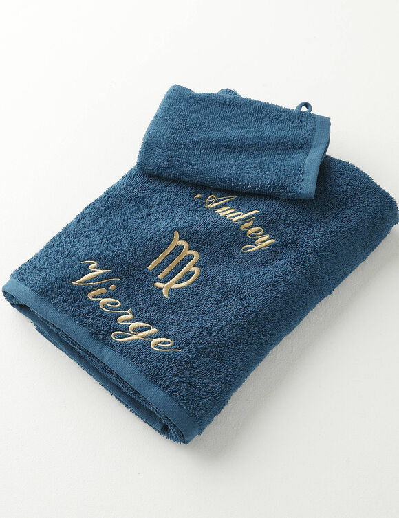 Serviettes de bain VIERGE personnalisable - 420g/m2 (bleu paon)