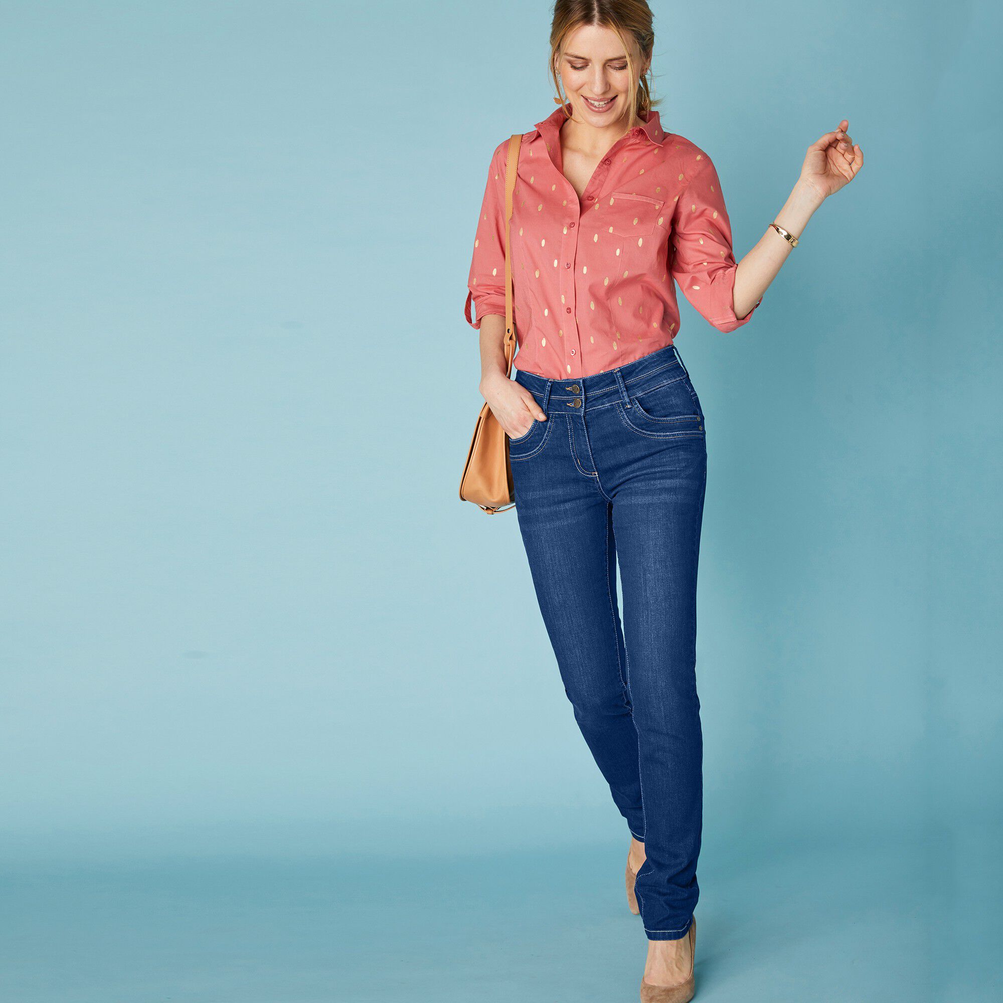 Mich\u00e8le Jeans coupe-droite bleu-rose style d\u00e9contract\u00e9 Mode Jeans Jeans coupe-droite Michèle 