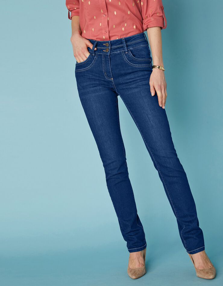 Jean coupe droite délavé stretch (dark blue)