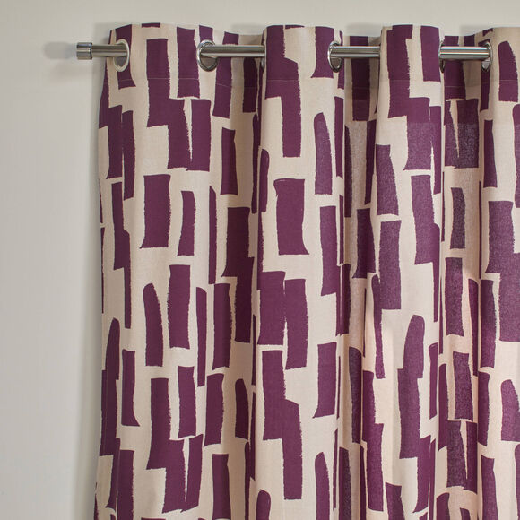 Rideau imprim&eacute; g&eacute;om&eacute;trique (naturel / figue)
