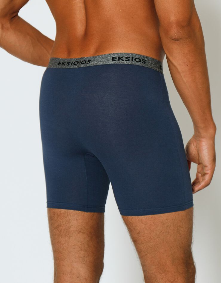 Boxer long coupe short - lot de 2 (noir + bleu grisé)