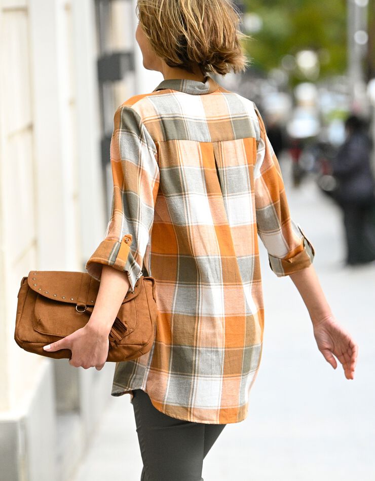 Chemise longue grands carreaux flanelle (kaki) Chemise longue grands carreaux flanelle (kaki)