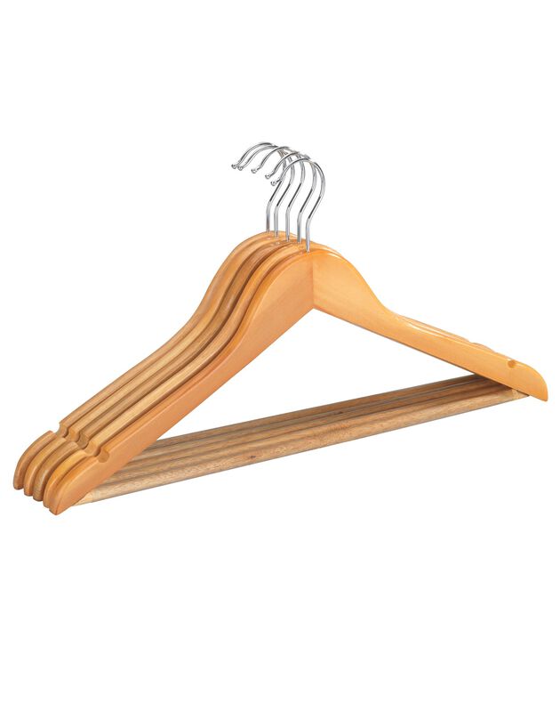 Lot de 5 cintres galbés en bois naturel (bois)