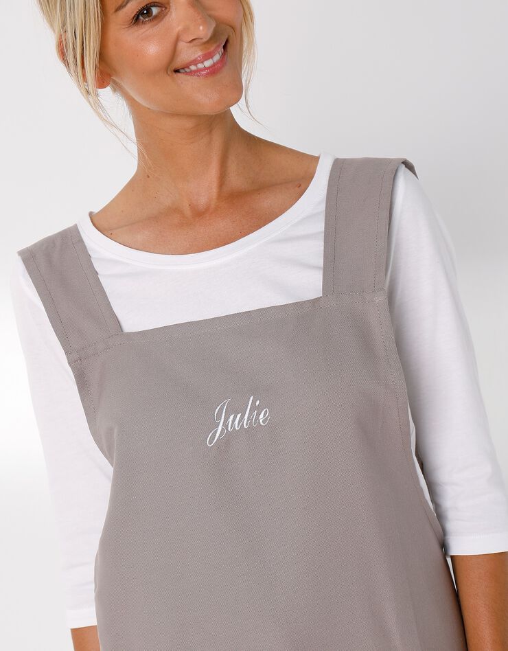 Tablier de cuisine japonais coton uni personnalisable (taupe)