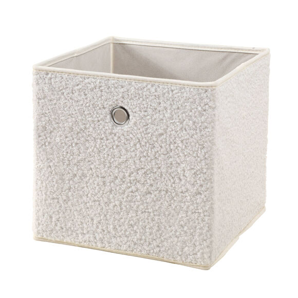 Cube de rangement pliable tissu bouclette (&eacute;cru)