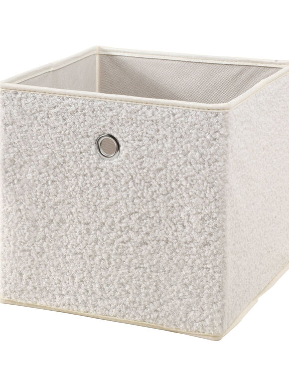 Cube de rangement pliable tissu bouclette (&eacute;cru)