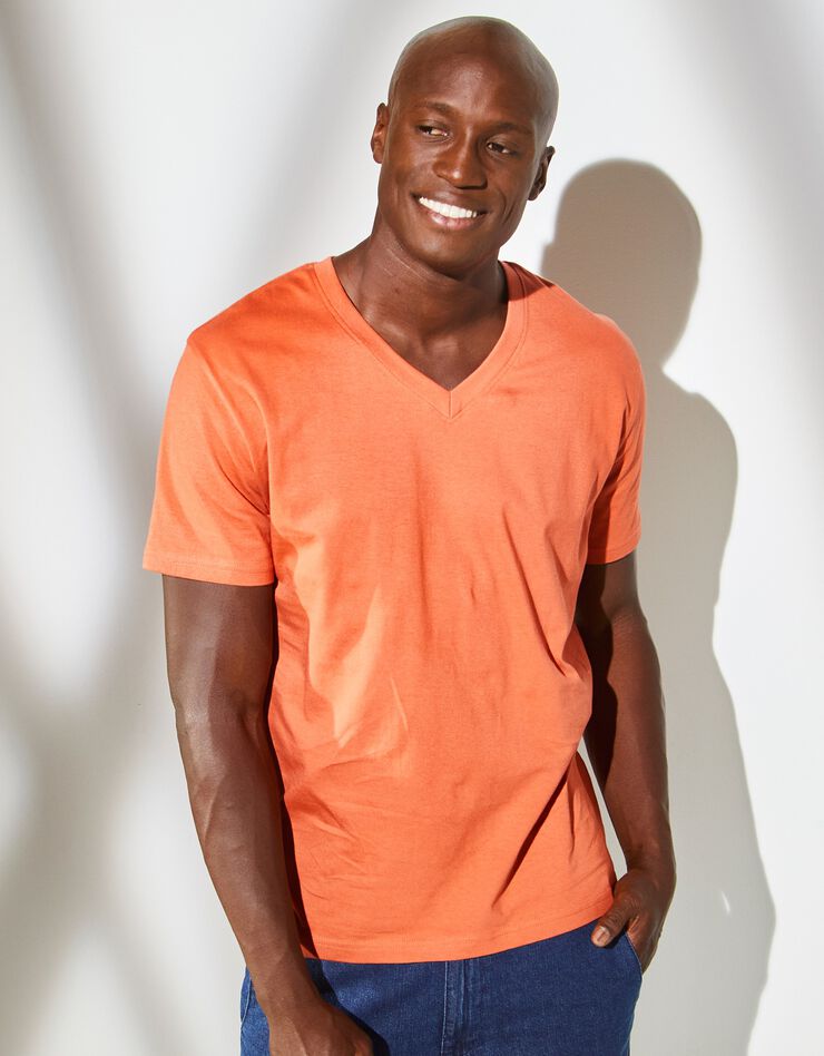 Tee-shirt col V manches courtes - lot de 3 (orange + vert + jaune) Tee-shirt col V manches courtes - lot de 3 (orange + vert + jaune)