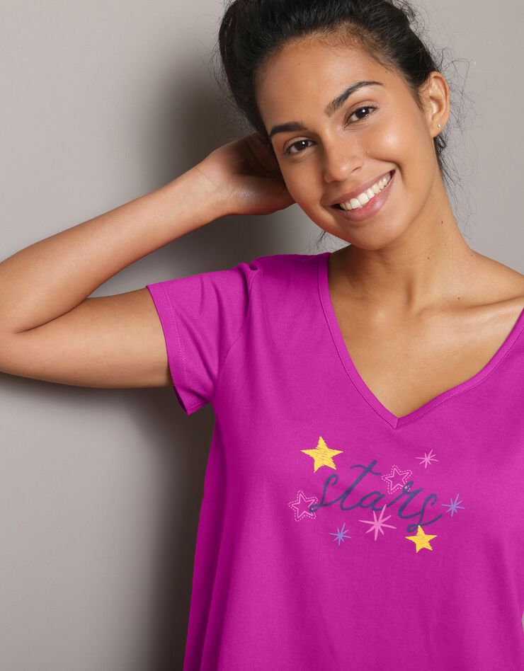 Tee-shirt de pyjama manches courtes imprimé Estrella  (fuchsia)