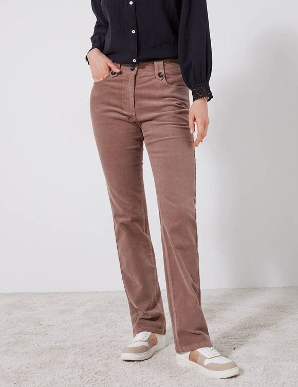 Pantalon droit, velours c&ocirc;tel&eacute; (taupe)