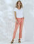 Pantalon 7/8ème fuselé uni, tissu fluide (corail)