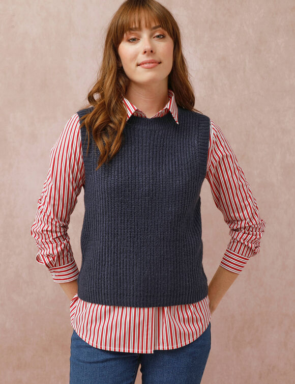 Pull col rond sans manches (marine)