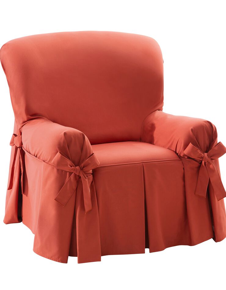 Housse bachette coton uni nouettes fauteuil canapés (terracotta)