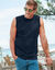 T-shirt uni col rond sans manches (marine)