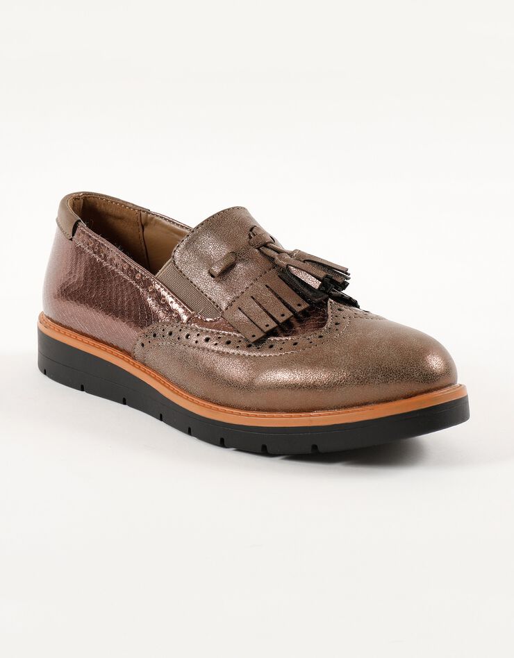 Slippers compensées à franges et pompons - marron (marron) Slippers compensées à franges et pompons - marron (marron)