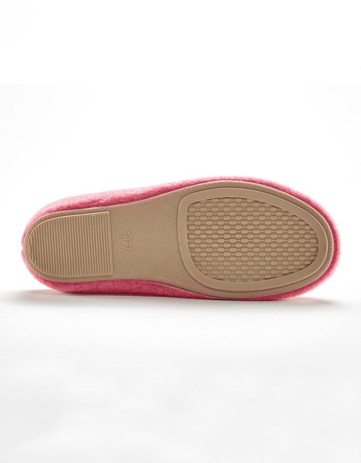 Chaussons mules fleur appliquée - largeur confort (framboise) Chaussons mules fleur appliquée - largeur confort (framboise)