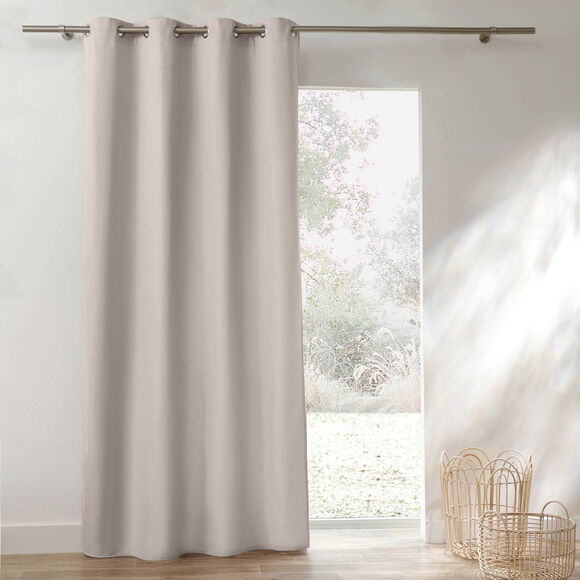 Rideau isolant uni envers polaire finition oeillets (beige)