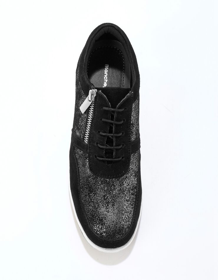 Baskets zippées compensées en cuir femme (noir) Baskets zippées compensées en cuir femme (noir)