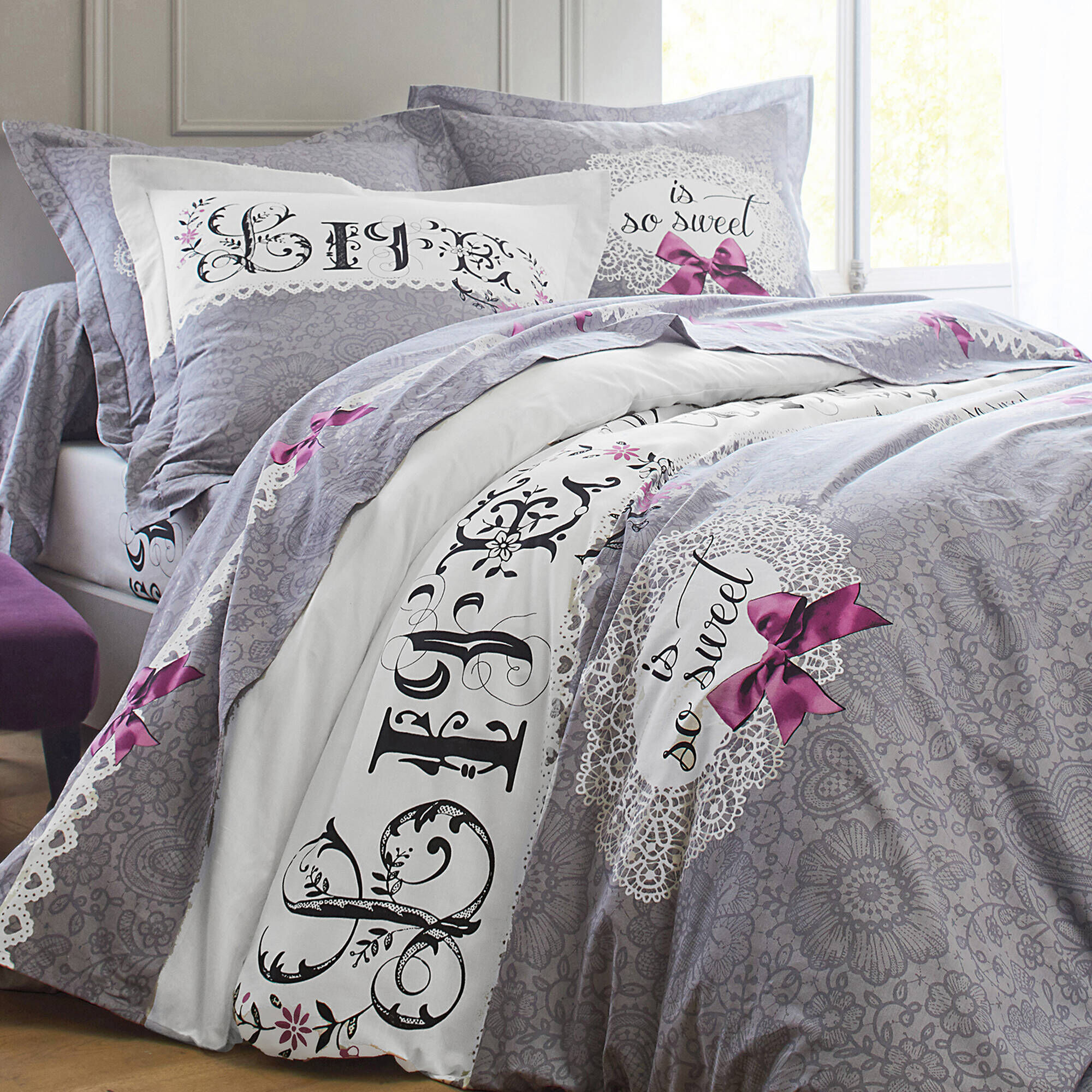 Linge de lit Clothilde coton, gris Blancheporte