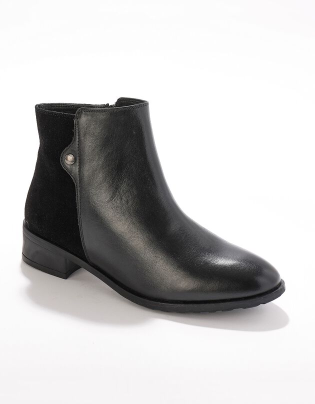 Boots cuir bi-matière détail rivet (noir)