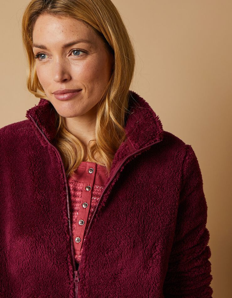 Veste zippée maille peluche (violine) Veste zippée maille peluche (violine)