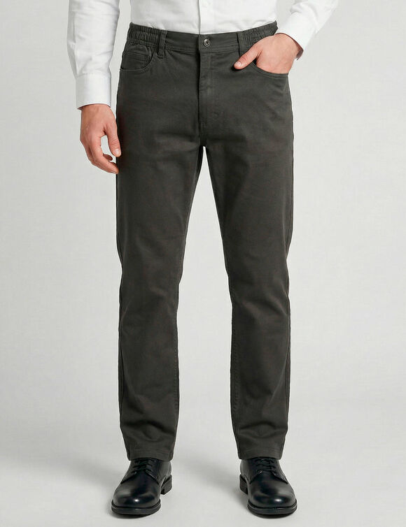 Pantalon droit 5 poches &eacute;lastiqu&eacute; c&ocirc;t&eacute;s - L30 (anthracite)