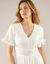 Robe courte crépon et macramé manches courtes volantées (blanc)