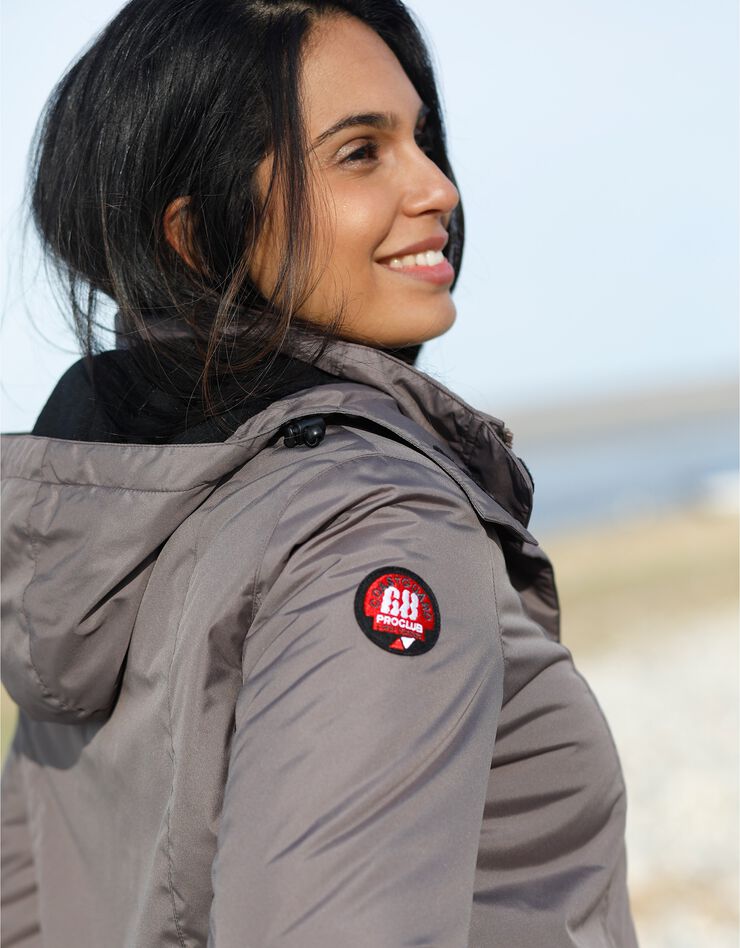 Parka imperméable doublée polaire unie (taupe) Parka imperméable doublée polaire unie (taupe)