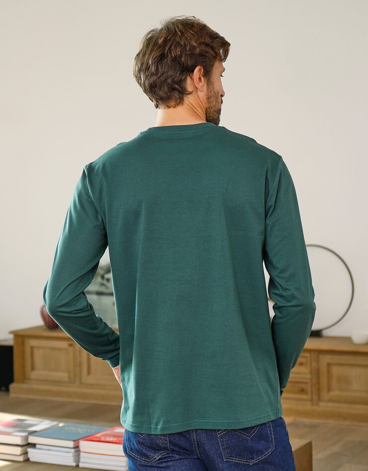 Tee-shirt col rond manches longues - lot de 3 (noir + vert + tilleul)