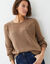 Pull col rond maille ajour&eacute;e, toucher doux (taupe)