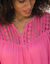 Blouse macramé manches 3/4 (rose)