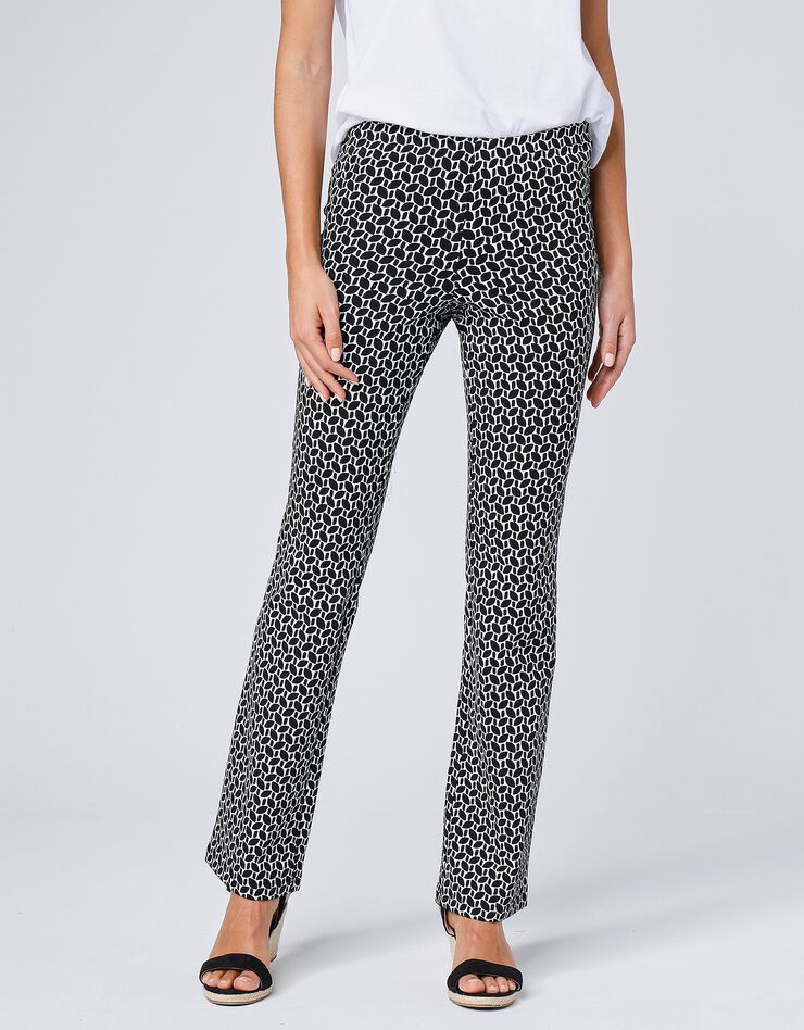 Legging imprimé forme bootcut, taille élastiquée (noir / écru) Legging imprimé forme bootcut, taille élastiquée (noir / écru)