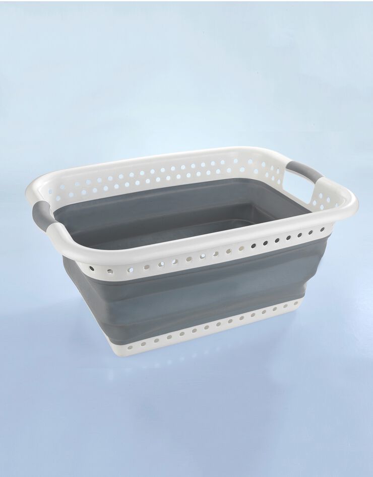 Panier à linge rectangulaire pliable gain de place (blanc/gris)