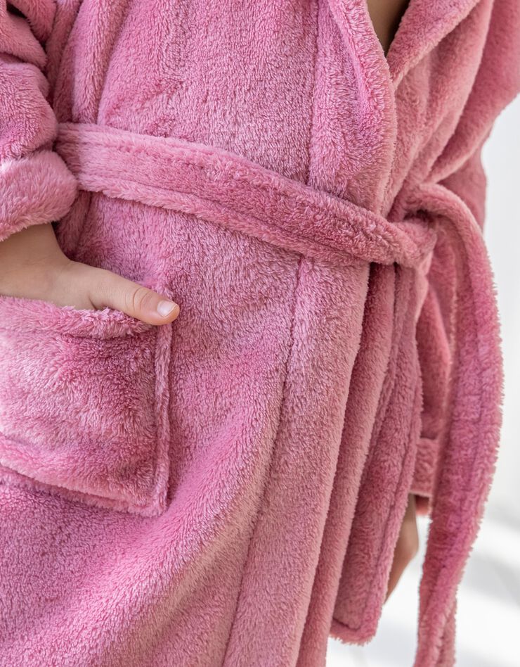 Peignoir de bain enfant licorne à capuche microfibre toute douce (rose)