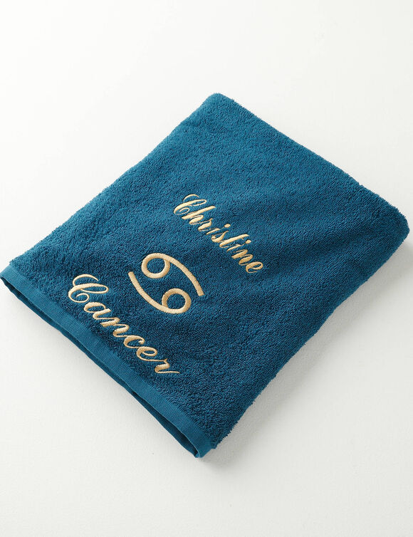 Serviettes de bain brod&eacute;es signe astrologique, &agrave; personnaliser - 420g/m2 (cancer)