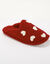 Chaussons forme mules imprimé coeur (rouge)