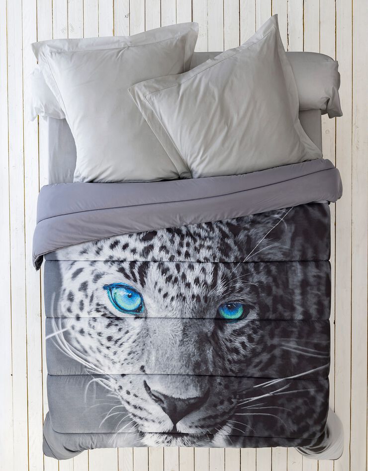 Couette microfibre imprimée Guépard - 400g/m² (noir)