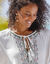 Blouse brodée, manches 3/4 (écru / kaki)