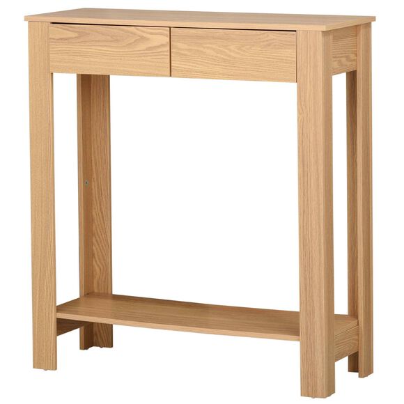 Console haute, 2 tiroirs, 1 tablette (naturel)