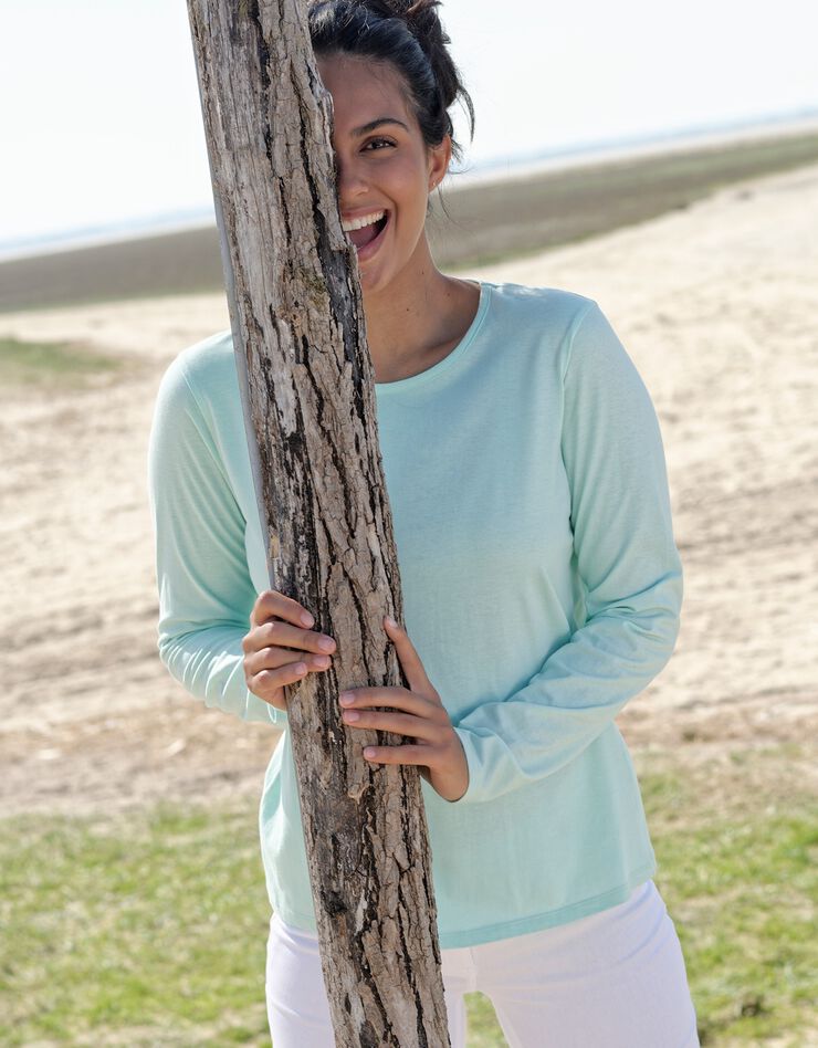 Tee-shirt uni manches longues (aqua)