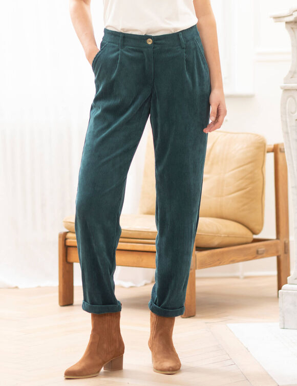 Pantalon 7/8ème, velours (bleu pétrole)