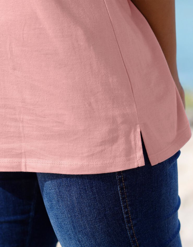 Polo manches courtes bicolore (rose / gris) Polo manches courtes bicolore (rose / gris)