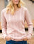 Pull col rond, maille torsad&eacute;e (rose poudr&eacute;)